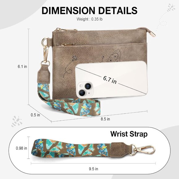 Gray slim fit PU leather wristlet wallet with RFID tech, versatile clutch for wo - Picture 2 of 6